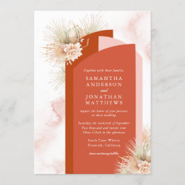 Gedroogde Palmen Blush en Roest Bruiloft Uitnodigi Kaart