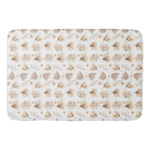 Gedroogde Palmen en Bloemen Beige Boho Waterverf Badmat