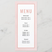 Gedroogde palmpasta's zacht roze trouwmenu menu (Achterkant)