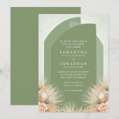 Gedroogde Palms Sage Green Wedding Invitation Kaart (Voorkant / Achterkant)