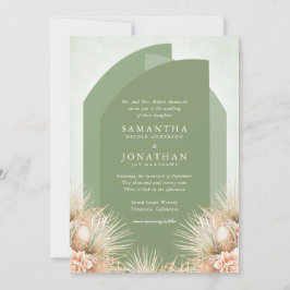 Gedroogde Palms Sage Green Wedding Invitation Kaart