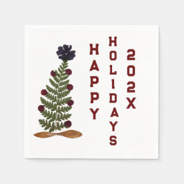 Gedroogde pers bloem kerstboom servet