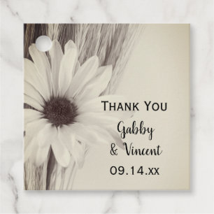 Gedroogde tarwe en Daisy Country Boerderij Wedding Bedankjes Labels