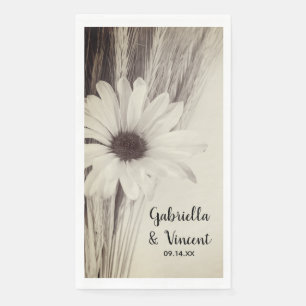Gedroogde tarwe en Daisy Country Boerderij Wedding Servet