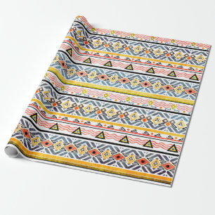 Gedroogde tribale folkpatroon in retro-stijl cadeaupapier