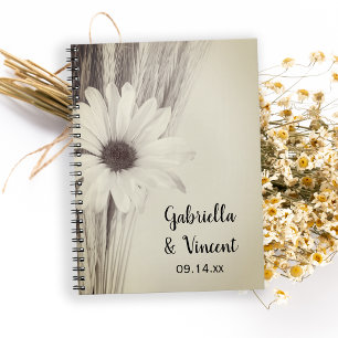 Gedroogde Wheat and Daisy Boerderij Wedding Guest Notitieboek