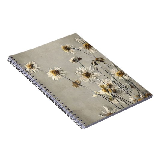 Gedroogde wilde bloemmadeliefjes notitieboek (Rechterzijde)