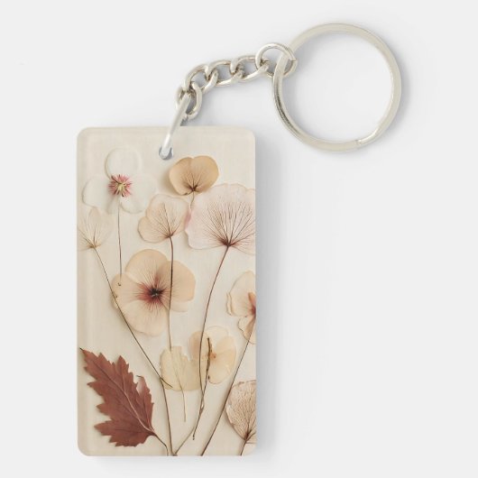 gedroogde wilde-bloemschikken sleutelhanger (achterkant)