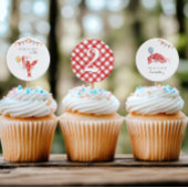 Gedrukt 2" Crawfish Verjaardag Cupcake Toppers