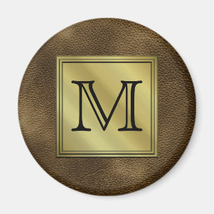 Gedrukt aangepast Afbeelding monogram. Bruin. Magneet