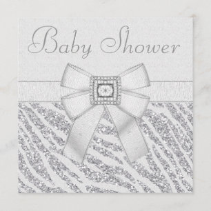 Gedrukt Baby shower met Glitter Zebra Print & Blin Kaart