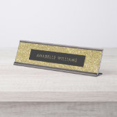 Gedrukt Gold Glitter Texture Modern Bureau Naambordje (Voorkant)