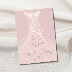 Gedrukt in parels Blush Ruffle Dress Vrijgezellenf Kaart