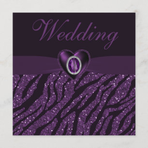 Gedrukt juwethart en Zebra Glitter Wedding Kaart