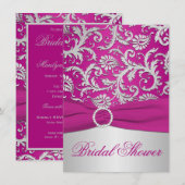 GEDRUKT LINT Magenta Zilver Vrijgezellenfeest Uitn Kaart (Voorkant / Achterkant)