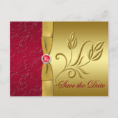 GEDRUKT LINT Rood, Goud Save the Date Kaart (Voorkant)