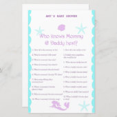 Gedrukt Mermaid Baby shower Game (Voorkant / Achterkant)