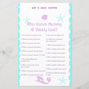 Gedrukt Mermaid Baby shower Game