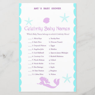 Gedrukt Mermaid Baby shower Game