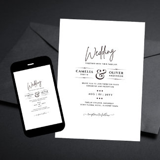 Gedrukt OF digitaal downloadweddenschap INVITE Whi Kaart