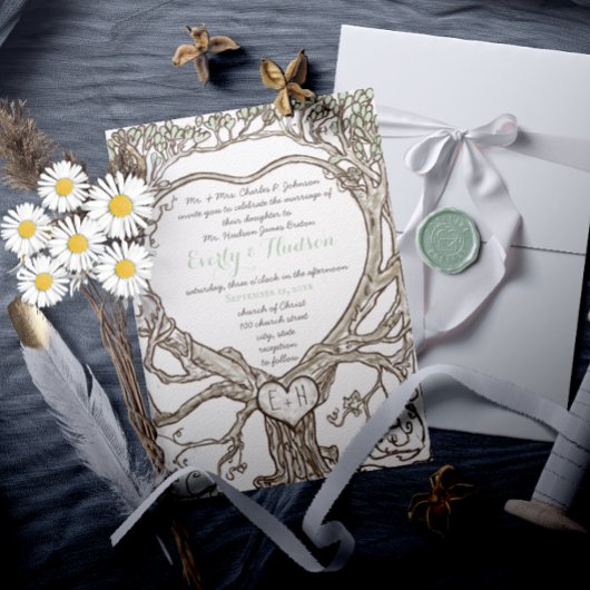 Gedrukt op Beide zijden Green Boho Heart Shaped Kaart