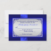 GEDRUKT RIBBON Blue, Silver Floral Wedding RSVP (Achterkant)