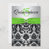 GEDRUKT RIBBON Green Silver Black Quinceanera Kaart (Voorkant)