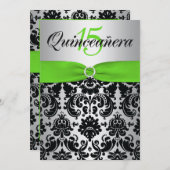 GEDRUKT RIBBON Green Silver Black Quinceanera Kaart (Voorkant / Achterkant)