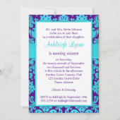 GEDRUKT RIBBON Paars, Aqua 16th Birthday Invite Kaart (Achterkant)