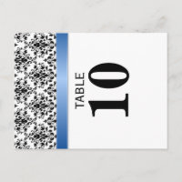 Gedrukt Royal Blue Ribbon Damask Table Number