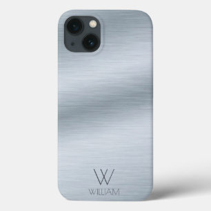 Gedrukt zilver Kijk Gepersonaliseerd Monogram iPhone 13 Hoesje
