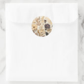 Gedrukte bloemen en bladeren ronde sticker (Tas)