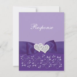 GEDRUKTE BOOG Paarse Witte Bloemen Huwelijksreacti RSVP Kaartje