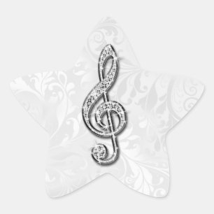Gedrukte diamant muzieknoot bloemendamasker ster sticker