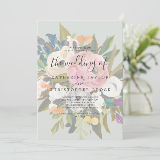 Gedrukte Floral | Het huwelijk van Kaart (Staand voorkant)