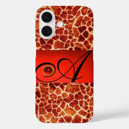 GEDRUKTE GIRAFFE RODE RUBY GEMSTONE MONOGRAM, Case-Mate iPhone CASE (Achterkant)