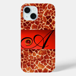 GEDRUKTE GIRAFFE RODE RUBY GEMSTONE MONOGRAM,