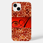 GEDRUKTE GIRAFFE RODE RUBY GEMSTONE MONOGRAM, Case-Mate iPhone CASE (Achterkant)