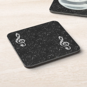 Gedrukte Glanzende Fonkelende Diamant Muzieknoot Onderzetter