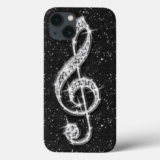 Gedrukte Glitzy Sparkly Diamond Music Note Case-Mate iPhone Case (Achterkant)