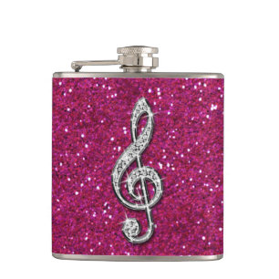 Gedrukte Glitzy Sparkly Diamond Music Note Heupfles