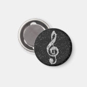 Gedrukte Glitzy Sparkly Diamond Music Note Magneet (Voorkant / Achterkant)