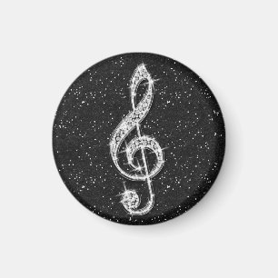 Gedrukte Glitzy Sparkly Diamond Music Note Magneet