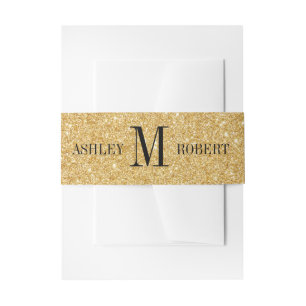 Gedrukte Gold Glitter Monogram Weddenschap Uitnodigingen Wikkel