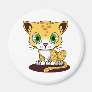 GEDRUKTE GREEN-EYED KITTEN OP EEN MAROON MAT MAGNEET