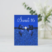 Gedrukte koningsblauwe pailletten, Bow & Diamond S Kaart (Staand voorkant)