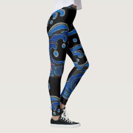 GEDRUKTE LEGGINGS MET ZWARTE EN JAPANSE WAVES