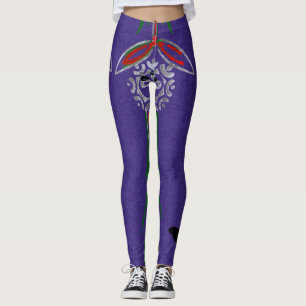 GEDRUKTE LEGGINGS PAARSE W/JAPANSE PATROONCOLLAGE
