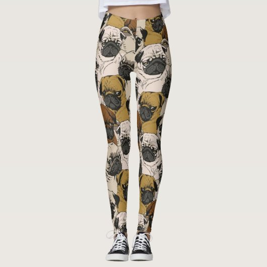 Gedrukte leggings van het pekelhondenpatroon (Voorkant)
