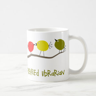 Gedrukte Librarian Reto Birds Design Gifts Koffiemok